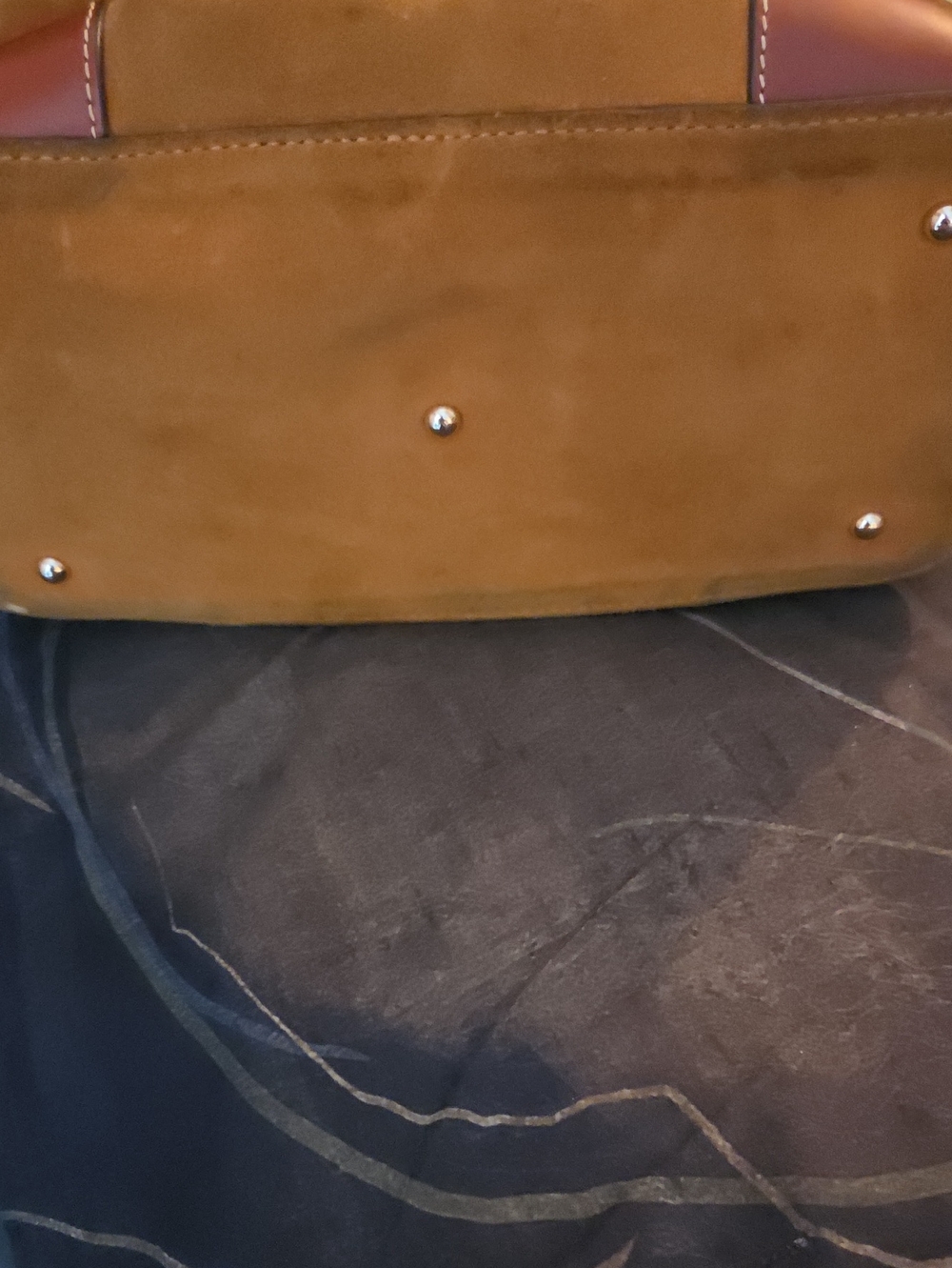 Dooney & Bourke Tan Suede Tote with Brown Leather Trim - Picture 3 of 8